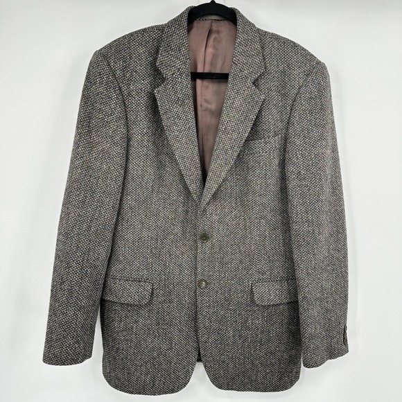 Harris Tweed Other - Gurteen Harris Tweed Blazer Mens 38L Grey Green Wool Sport Coat Handwoven Luxury